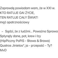 MvD
PS Nie wiem, kto wykonał przemawiającą do mnie i wzruszającą barwną grafikę Matki Ziemi w Opłakanym Stanie <bezradny> umiem docenić dobrą robotę, wzór (!), zwłaszcza gdy po konkretno-obrazkowych prostaczkach spływa ona jak woda po gęsi…